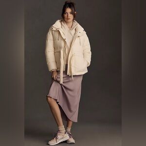 New OOF Wear x Anthropologie Cream Belted Puffer Coat Jacket sz 42